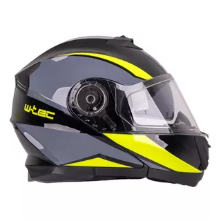 Výklopná prilba W-TEC Banelmeda - 2.akosť - šedo-čierno-fluo žltá