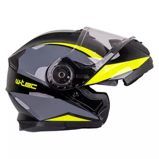 Výklopná prilba W-TEC Banelmeda - 2.akosť - šedo-čierno-fluo žltá