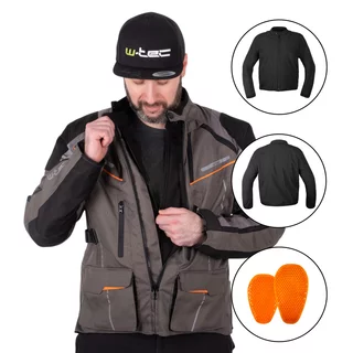 Touringová moto bunda W-TEC Smackton - šedo-oranžová