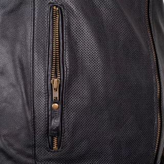 Letná kožená moto bunda W-TEC Gradac - čierna