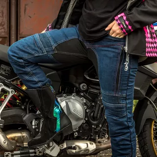 Dámske moto jeansy W-TEC Biterillo Lady - 2.akosť - modrá