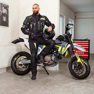 Moto nohavice W-TEC Aircross - čierna-fluo žltá