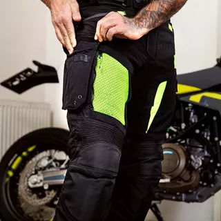 Moto nohavice W-TEC Aircross - čierna-fluo žltá