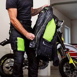Moto bunda W-TEC Aircross - čierno-zlatá