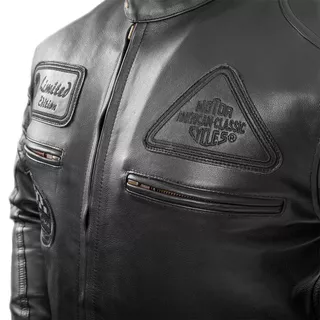 Pánska kožená moto bunda W-TEC Urban Noir - čierna