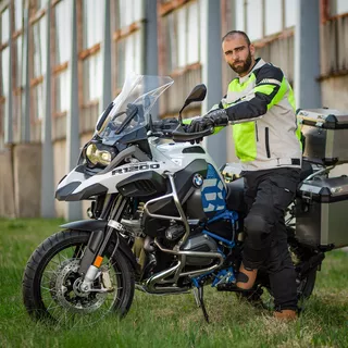Pánska letná moto bunda W-TEC Saigair - Fluo Yellow-Black