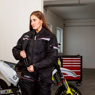 Dámska moto bunda W-TEC Progair Lady - 2. akosť - čierno-ružová