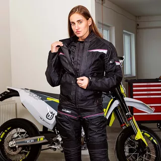 Dámska moto bunda W-TEC Progair Lady - 2. akosť - čierno-ružová