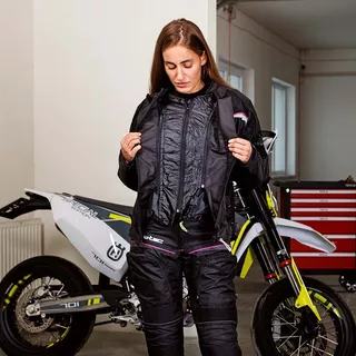 Dámska moto bunda W-TEC Progair Lady - 2. akosť - čierno-ružová