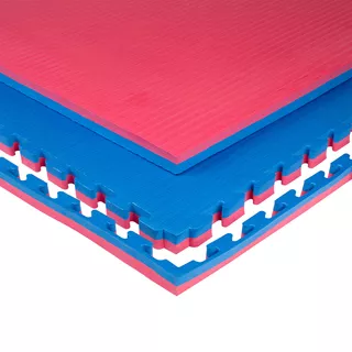 Puzzle tatami podložka inSPORTline Malmeida 100x100x4 cm - šedo-čierna, steblový vzor - červeno-modrá, steblový vzor