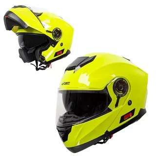 Výklopná moto prilba W-TEC Lanxamo - Matt Black - Fluo Yellow