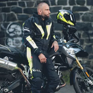 Pánska moto bunda W-TEC Brandon - čierno-šedo-oranžová