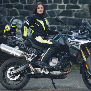 Dámske moto nohavice W-TEC Spirital Lady - čierna-fluo žltá