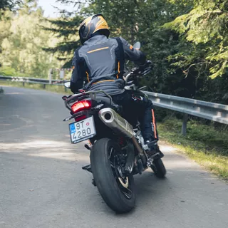 Pánska moto bunda W-TEC Brandon - čierno-šedo-oranžová