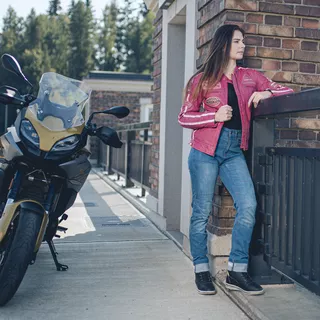 Dámska kožená moto bunda W-TEC Sheawen Lady Pink - ružová