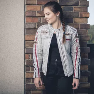 Dámska kožená moto bunda W-TEC Sheawen Lady White - biela