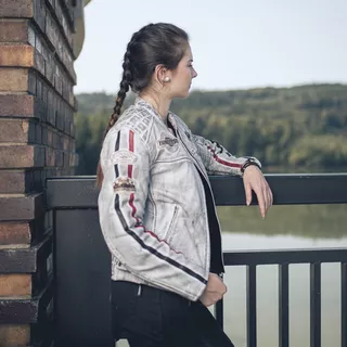 Dámska kožená moto bunda W-TEC Sheawen Lady White - biela