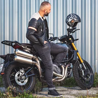 Pánské moto jeansy W-TEC Kancelor - 2. akosť - šedá