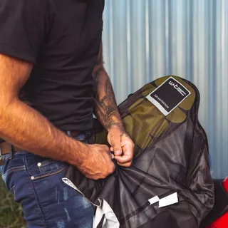Pánska textilná bunda W-TEC 91 Cordura - 2.akosť - biela s červeným a modrým pruhom