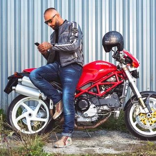 Moto topánky W-TEC SmokinJoe - 2.akosť - béžová s červeným pruhom