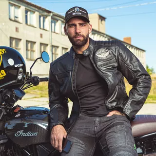 Pánska kožená bunda W-TEC Black Heart Wings Leather Jacket - 2. akosť - čierna