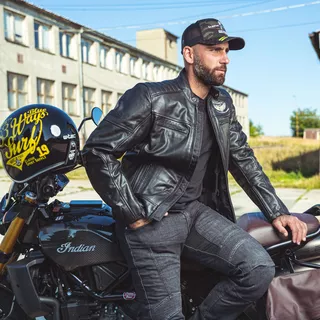 Pánska kožená bunda W-TEC Black Heart Wings Leather Jacket - 2. akosť - čierna