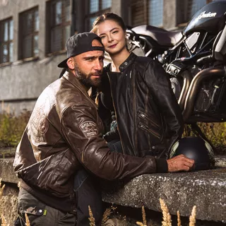 Dámska kožená moto bunda W-TEC Black Heart Lizza - 2.akosť - vintage hnedá