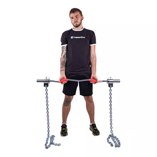 Vzpieračské reťaze s tyčou inSPORTline Chainbos Set 2x15 kg
