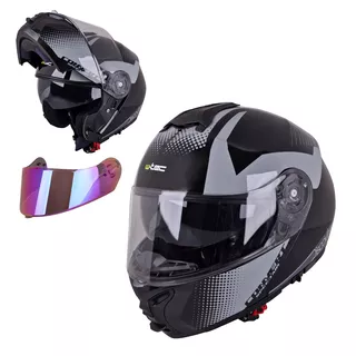 Výklopná moto prilba W-TEC FS-907 P/J - Black Matt - Gunmetal Antracite