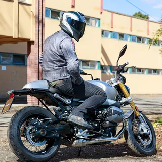 Pánska kožená moto bunda W-TEC Sheawen Waxed Grey - šedá