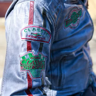 Pánska kožená moto bunda W-TEC Sheawen Waxed Grey - šedá