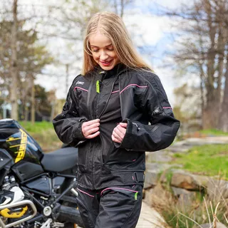 Dámska moto bunda W-TEC Progair Lady - 2. akosť - čierno-ružová