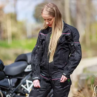 Dámska moto bunda W-TEC Progair Lady - 2. akosť - čierno-ružová