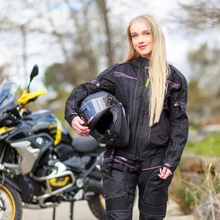Dámske moto nohavice W-TEC Propant Lady - čierno-ružová