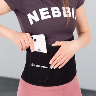 Neoprénový pás inSPORTline Waistpire s vreckom - čierna