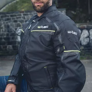 Pánska moto bunda W-TEC Progair - čierna-fluo