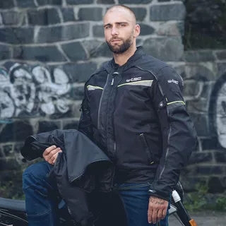 Pánska moto bunda W-TEC Progair - čierna-fluo