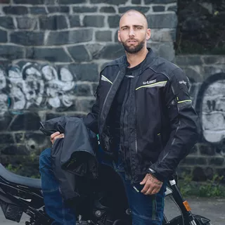 Pánska moto bunda W-TEC Progair - čierna-fluo