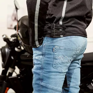 Pánske moto jeansy W-TEC Grandus EVO - 2. akosť - modrá