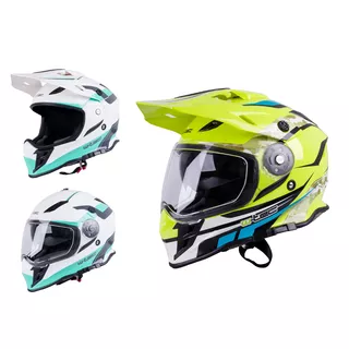 Moto prilba W-TEC V331 - čierno-modro-oranžová