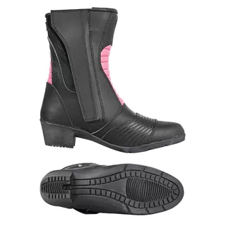 Dámske kožené moto topánky W-TEC Beckie - čierno-ružová