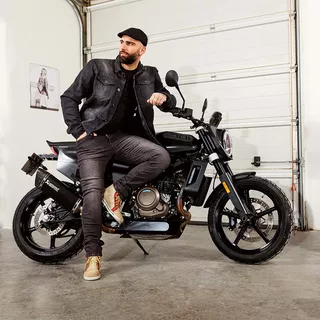 Pánska jeansová letná moto bunda W-TEC Lenny - čierna