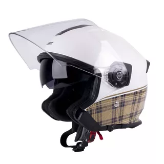 Moto prilba W-TEC V586 - biela perleť - biela perleť