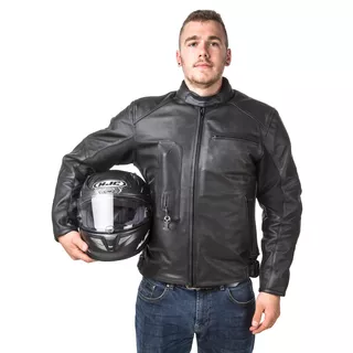 Airbagová bunda Helite Roadster čierna kožená, mechanická s trhačkou - 2. akosť - čierna