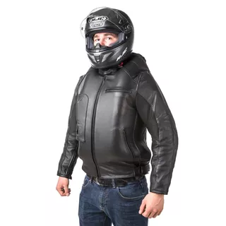 Airbagová bunda Helite Roadster čierna kožená, mechanická s trhačkou - 2. akosť - čierna