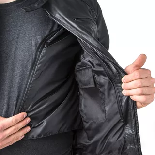 Airbagová bunda Helite Roadster čierna kožená, mechanická s trhačkou - 2. akosť - čierna