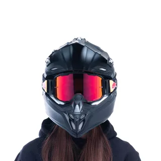 Motokrosové okuliare RedBull Spect Strive Panovision, čierne matné, plexi červené zrkadlové