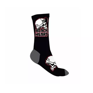 Ponožky BLACK HEART Cap Skull Socks - bielo-čierno-červená - šedo-čierna