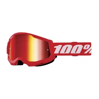 Detské motokrosové okuliare 100% Strata 2 Youth Mirror - červená, červené plexi