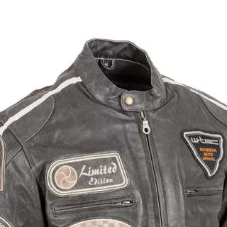 Pánska kožená moto bunda W-TEC Antique Cracker - hnedo-šedá